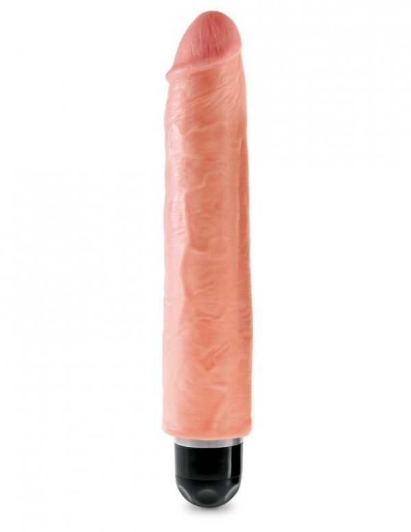 King Cock wielkie dildo - 10'' Vibrating Stiffy sztuczny penis z wibracjami (cielisty)