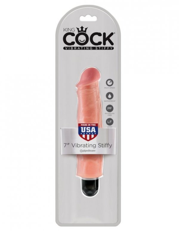 King Cock dildo z wibracjami - 7'' Vibrating Stiffy sztuczny penis (cielisty)