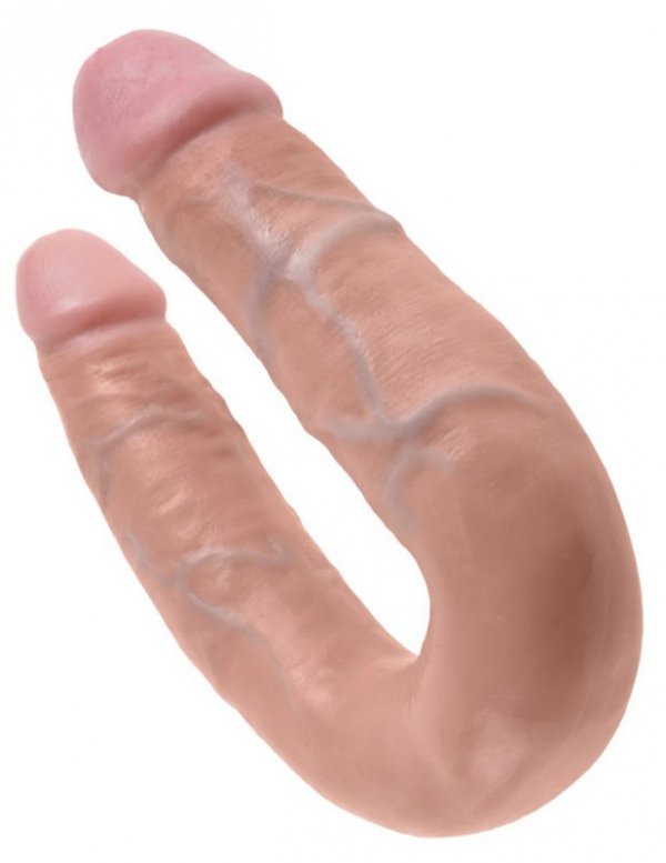 King podwójne dildo - Cock U-Shaped Medium Double Trouble sztuczny penis (cielisty)
