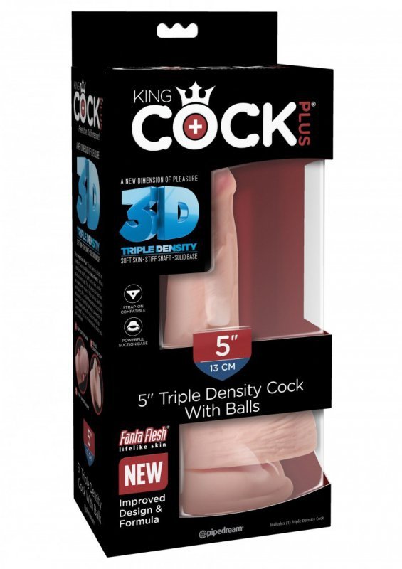 King Cock dildo - Plus 5'' Triple Density Cock with Balls sztuczny penis (cielisty)