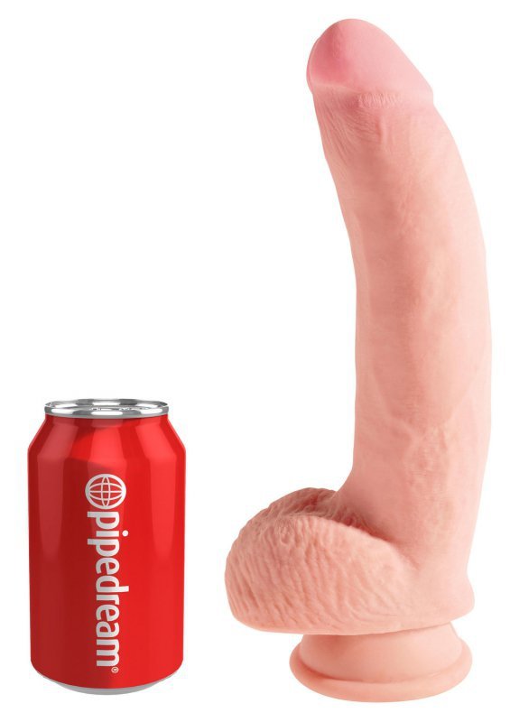 King Cock Dildo  Triple Density with Balls 10 cali sztuczny penis (cielisty)