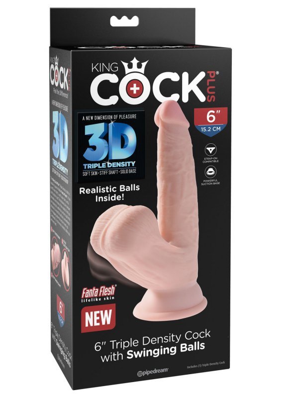 King Cock dildo - 6'' Cock Swinging Balls sztuczny penis (cielisty)