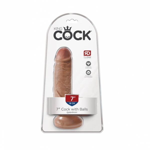Dildo King Cock with Balls Pipedream 7 Tan