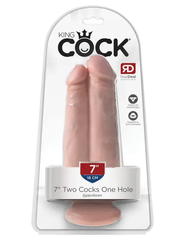 King Cock Podwójne Dildo 7&quot; Two Cocks One Hole Light  - podwójne dildo (cielisty)