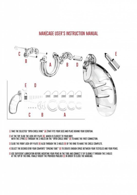 ManCage Model 01 Chastity 3.5'' Cock Cage - męski pas cnoty (przezroczysty)