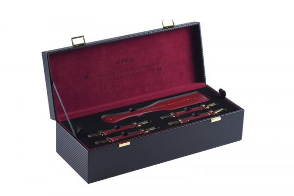 Zestaw czerwonych skórzanych akcesoriów Upko Leather Kinky Tools Set Red (czerwony)