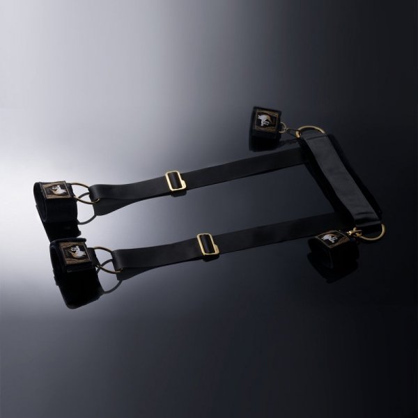 Upko Bondage Gear-Sling With Cuffs - zestaw pasów do krępowania z mankietami (czarny)