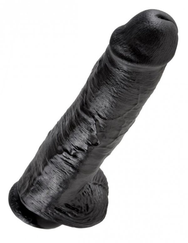 King Cock duże czarne dildo - 11'' Cock with Balls sztuczny penis (czarny)