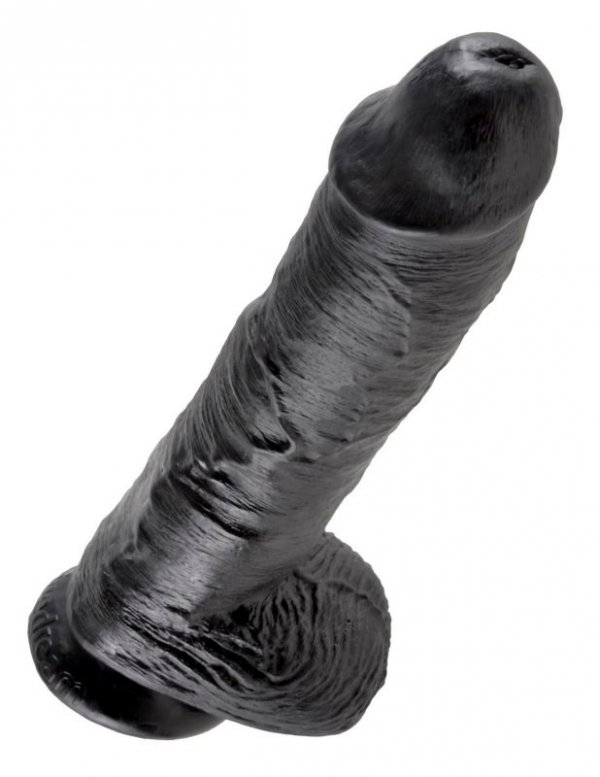 King Cock duże czarne dildo - 10'' Cock with Balls sztuczny penis (czarny)