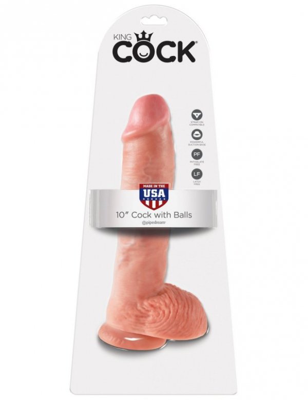 King Cock duże dildo - 10'' Cock with Balls sztuczny penis (cielisty)