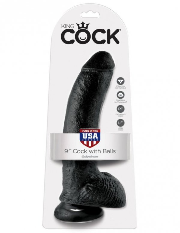 King Cock czarne dildo - 9'' Cock with Balls sztuczny penis (czarny)