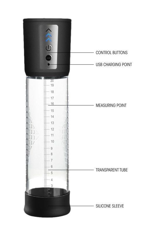 Shots Pumped Premium Rechargeable Automatic Pump - pompka do penisa (przeźroczysta)