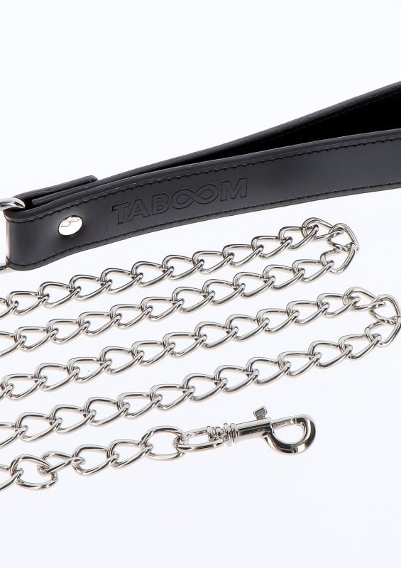 Taboom Chain Leash Black - smycz z czarnym uchwytem z ekoskóry (czarny)
