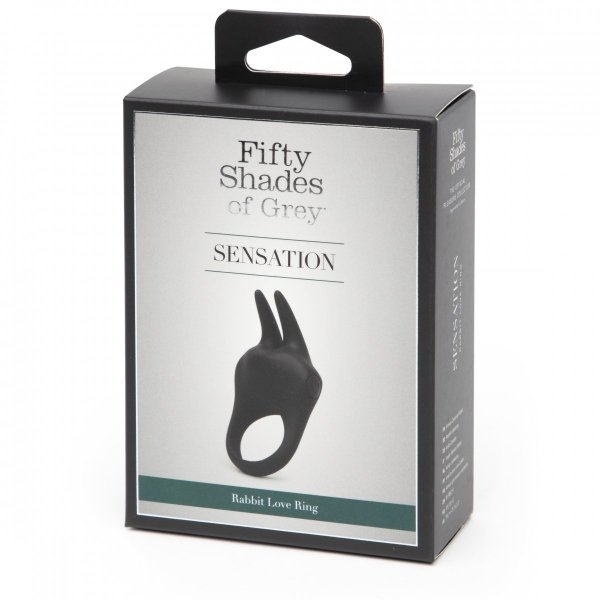 Fifty Shades of Grey Sensation Vibrating Rabbit Love ring - wibrujący pierścień na penisa (czarny)