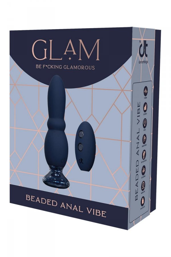 Dream Toys Glam Beaded Anal Vibe - korek analny z wibracjami (granatowy)