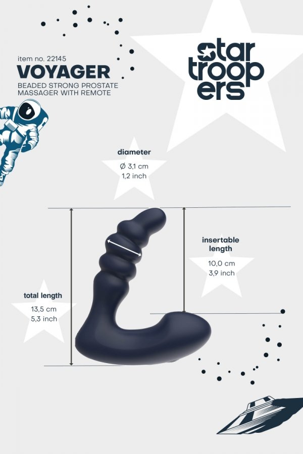 Dream Toys StarTroopers Voyager Prostate Massager with Remote - masażer prostaty (czarny)