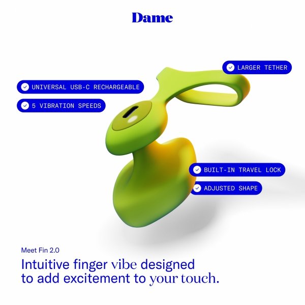 Dame Fin 2.0 Finger Vibrator Citrus - wibrator na palec (żółty)