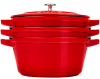 Zestaw 3 naczyń żeliwnych z pokrywką Staub - 24 cm, Czerwony