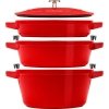 Zestaw 3 naczyń żeliwnych z pokrywką Staub - 24 cm, Czerwony