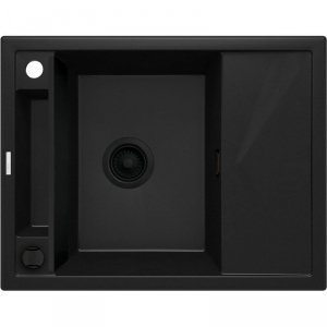 Zlewozmywak granitowy magnetyczny 1-komorowy z ociekaczem DEANTE czarny nero mat MAGNETIC