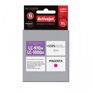 Activejet AB-1000MN Tusz (zamiennik do Brother LC1000M/970M; Supreme; 35 ml; czerwony).  Drukuje więcej o 550%.