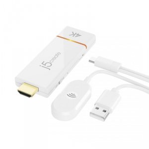 Nadajnik i odbiornik audio/video bezprzewodowy j5create ScreenCast 4K Wireless Display Adapter; kolor biały JVAW76-N