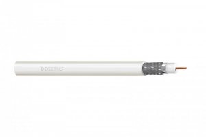 Kabel koncentryczny DIGITUS RG-6, 75 Ohm, ekran (2x folia +oplot 77%), Eca, PVC, 100m, biały