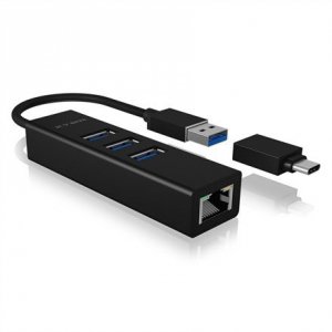 ICY BOX IB-HUB1419-LAN USB 3.2 Gen 1 (3.1 Gen 1) Type-A Czarny