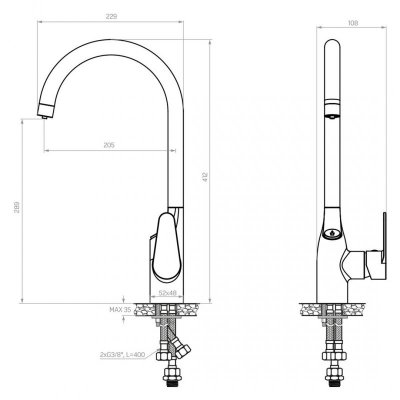 System filtrujący wodę kranową Dafi Flow Comfort D-1 z baterią trójdrożną COMO (chrom)