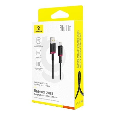 Kabel Baseus Dura USB-Typ C 60W 1m (czerwono-czarny)