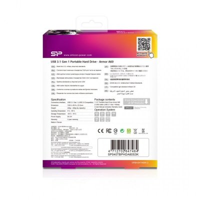 Dysk zewnętrzny Silicon Power Armor A60 SP040TBPHDA60S3K (4 TB ; 2.5&quot;; USB 3.1; 5400 obr/min)