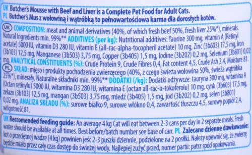 Butcher’s Delicious Dinners Cat- mokra karma dla kota  z wołowiną i wątróbką w formie musu - puszka - 85 g