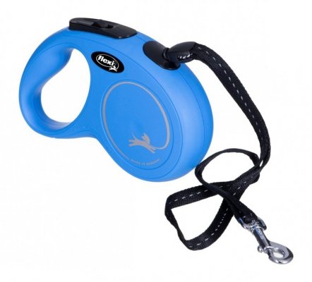 Smycz flexi automatyczna New Classic S linka 5m - dla psa do 12 kg, kolor niebieski
