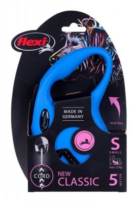 Smycz flexi automatyczna New Classic S linka 5m - dla psa do 12 kg, kolor niebieski