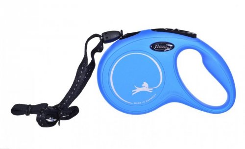 Smycz flexi automatyczna New Classic S linka 8 m - dla psa do 12 kg, kolor niebieski