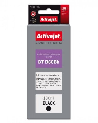 Activejet AB-D60Bk Tusz  (zamiennik Brother BT-D60Bk; Supreme; 100 ml; czarny)