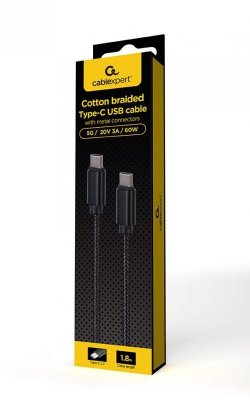 GEMBIRD KABEL USB TYPE-C -&gt; USB TYPE-C 1.8M, ŁADOWANIE/TRANSMISJA DANYCH, CZARNY