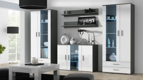 Komoda 120cm SOHO S7  szary/ biały połysk