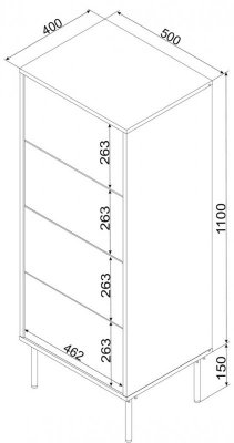 Komoda 4S TRESSE 50x40x125 zieleń mat