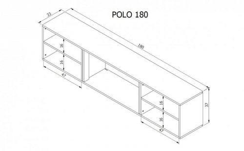 Szafka RTV POLO 180x33x39 czarny + kominek biały