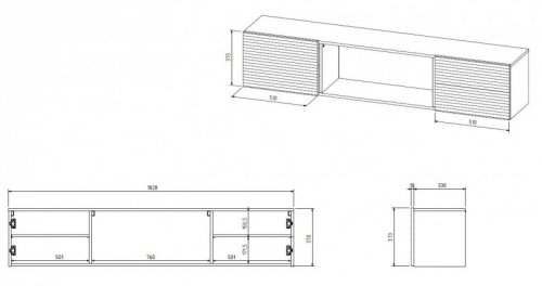 Szafka RTV TULA 183x35x37 biały mat + biały kominek