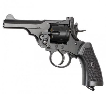 Rewolwer WEBLEY MKVI .455 Police kal.4,5 mm Diabolo łuski 6-strzał. lufa 4&quot; CO2 Black Ekp do17J