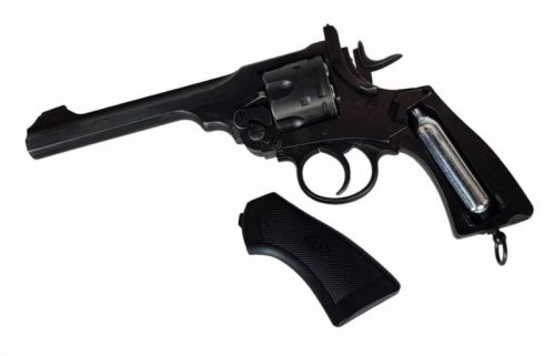 Rewolwer WEBLEY MKVI .455 Police kal.4,5 mm Diabolo łuski 6-strzał. lufa 4&quot; CO2 Black Ekp do17J