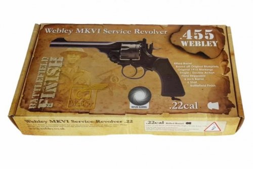 Rewolwer WEBLEY MKVI .455 Police kal.4,5 mm Diabolo łuski 6-strzał. lufa 4&quot; CO2 Black Ekp do17J
