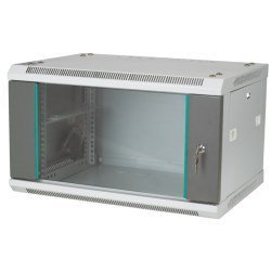 Q-LANTEC Szafa rack wisząca 19&quot; 4U 600x450, drzwi szklane, kolor szary