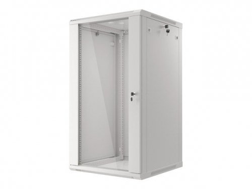 Szafa jednosekcyjna Lanberg WF01-6622-10S (22U; 1080mm / 600mm / 600 mm; wisząca; Szklane; 19&#039;&#039;; kolor szary)