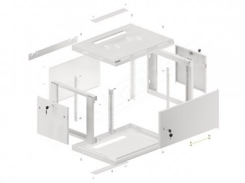 LANBERG SZAFA WISZĄCA RACK 19&quot; 6U 600X450 DRZWI METALOWE SZARA (FLAT PACK) WF01-6406-00S