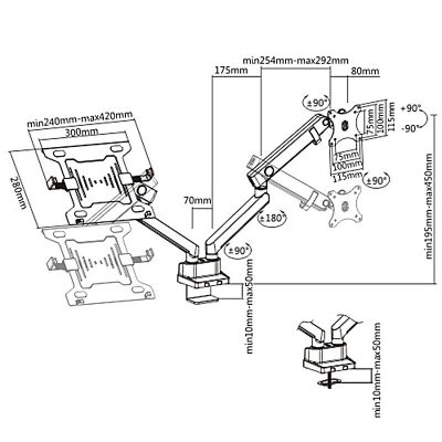 Uchwyt biurkowy Maclean MC-813 (biurkowy; 32&quot; - 17&quot;; max. 16 kg)