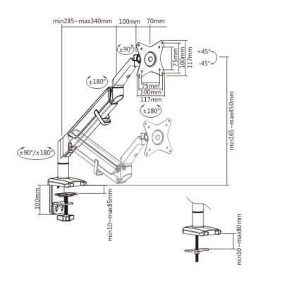 Techly ICA-LCD 441 uchwyt / stojak do monitorów 81,3 cm (32&quot;) Biurko Szary