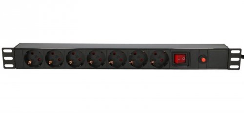 Extralink EXPDU7EU SW | Listwa zasilająca | 19&quot; 1U, 7 gniazd EU, z wyłącznikiem, 2m